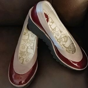 Fly London Yoko patent leather wedges